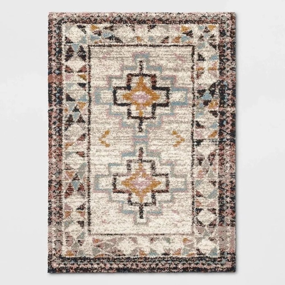 5 'x 7' 5x7 'threshold ivory pink plush bohemian fashion carpet